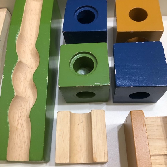 Toys Vintage Wooden Marble Run Maze With 24 Pieces Poshmark